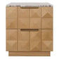 Hampshire 2-Drawer Bedside Table in Natural Oak with River Brown Marble Top - Chocolate Wood