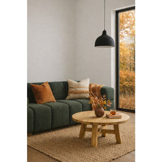 JOELLE PINEWOOD ROUND COFFEE TABLE DISTRESSED NATURAL 100CM - MyChocolateWood