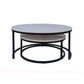 PEARSE SET OF 2 COFFEE TABLES WHITE MARBLE TOP/BLACK METAL LEGS - MyChocolateWood
