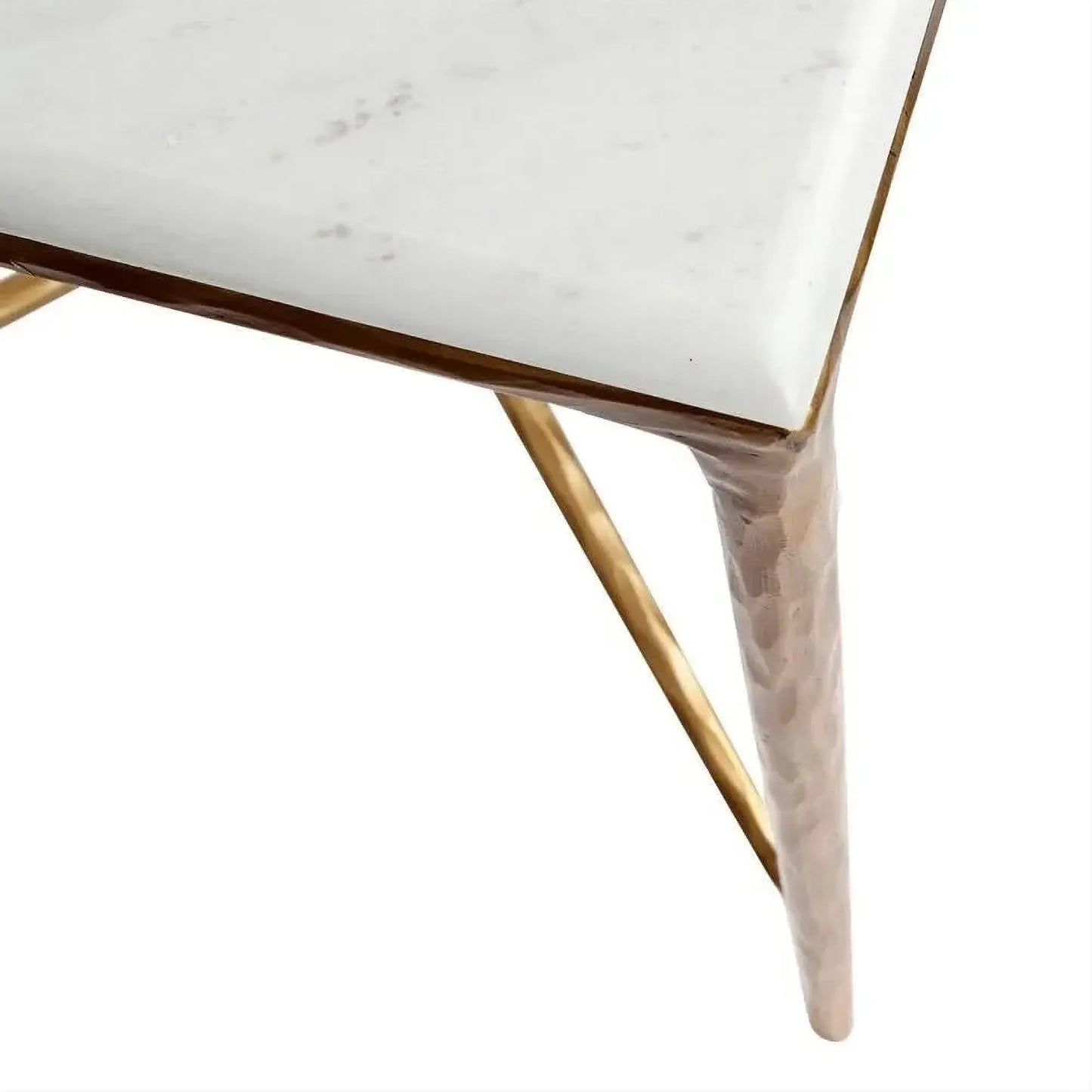 SOREN SQUARE MARBLE SIDE TABLE/LAMP TABLE - BRASS FRAME - MyChocolateWood