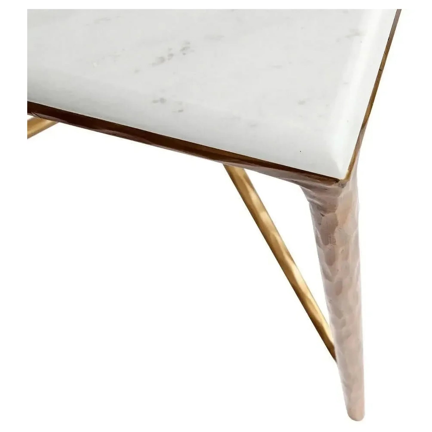 SOREN SQUARE MARBLE SIDE TABLE/LAMP TABLE - BRASS FRAME