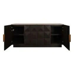 HAMPSHIRE TRAVERTINE/SMOKED OAK 4-DOOR BUFFET/SIDEBOARD - - MyChocolateWood