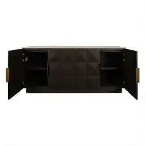 Hampshire 4-Door Buffet in Smoked Oak with Travertine Top - Chocolate Wood