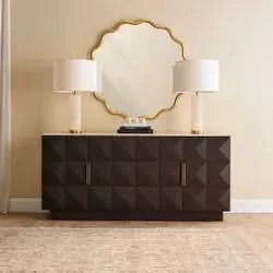 HAMPSHIRE WHITE MARBLE/SMOKED OAK 4-DOOR BUFFET/SIDEBOARD - MyChocolateWood