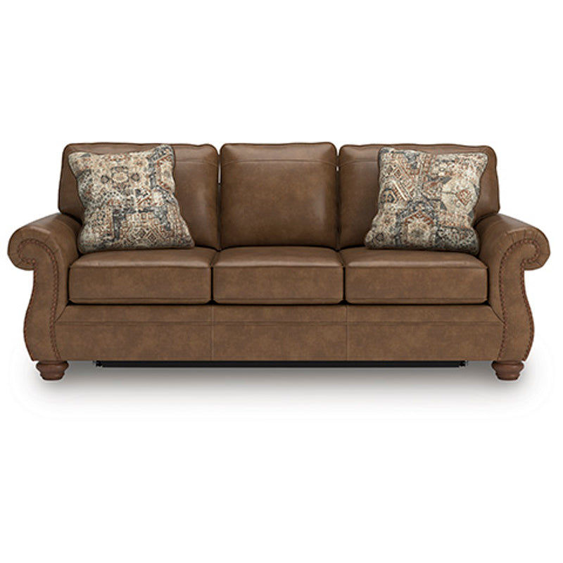 EMBER 3 SEATER FAUX LEATHER SOFA BED WITH QUEEN MEMORY FOAM MATTRESS BROWN - MyChocolateWood