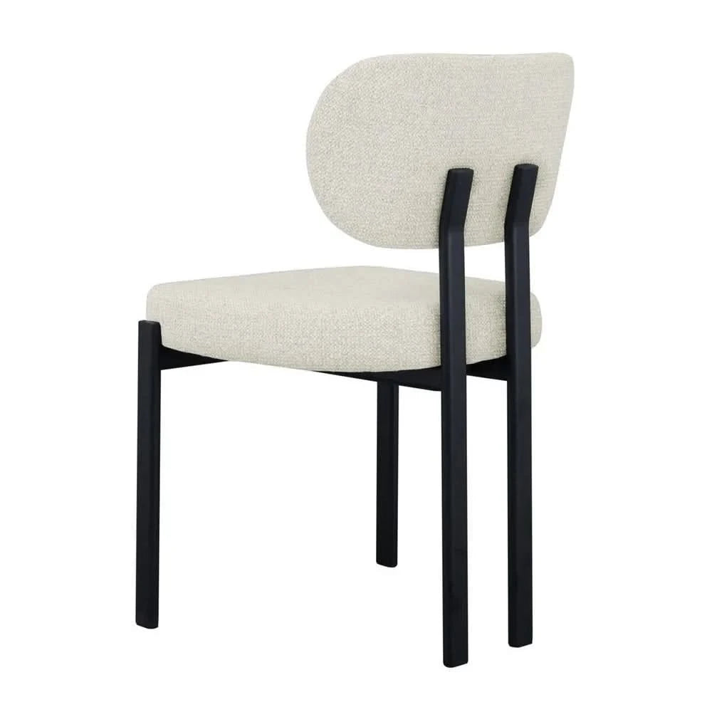 KILBRIN NATURAL CHENILLE/BLACK METAL DINING CHAIR - MyChocolateWood