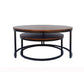 CABOT SET OF 2 COFFEE TABLES  MANGO WOOD WALNUT COLOURED TOPS WITH BLACK METAL LEGS - MyChocolateWood
