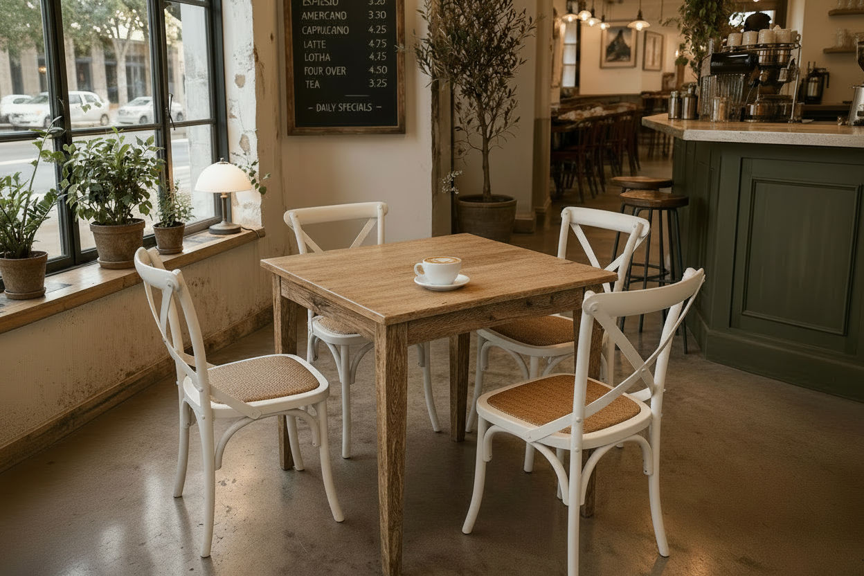 TARA 4-SEATER SQUARE DINING TABLE IN SOLID OAK WITH A NATURAL FINISH 90CM - MyChocolateWood