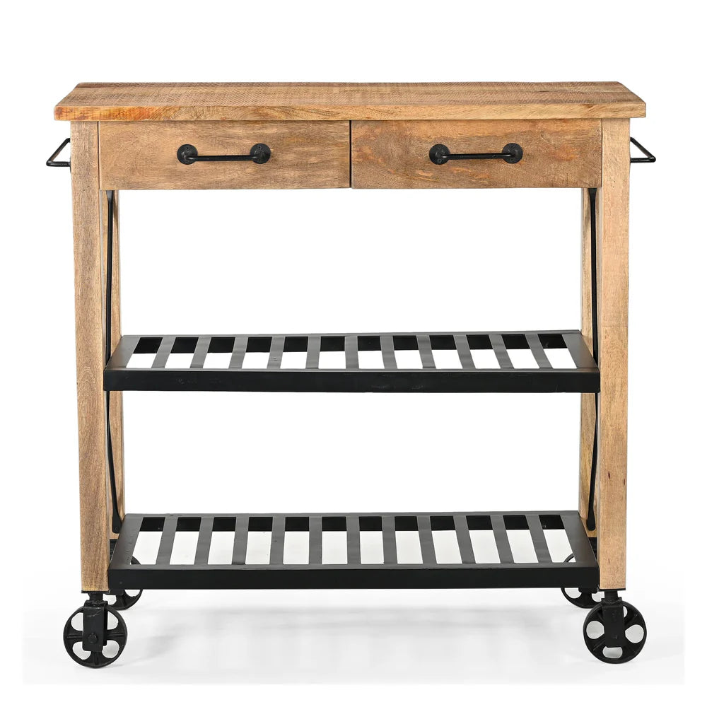 MEDGAR  RECYCLED BUTLERS TROLLEY ON WHEELS - MyChocolateWood