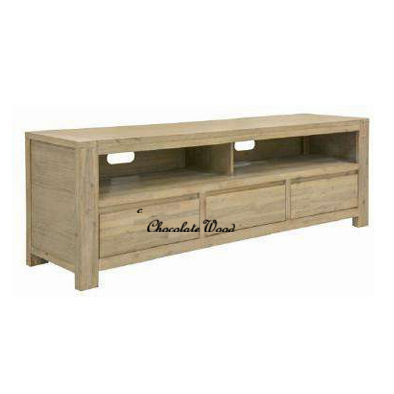 RIPLEY SOLID ACACIA TIMBER 3-DRAWER 2 NICHE ETU TV UNIT BRUSHED SMOKE - MyChocolateWood