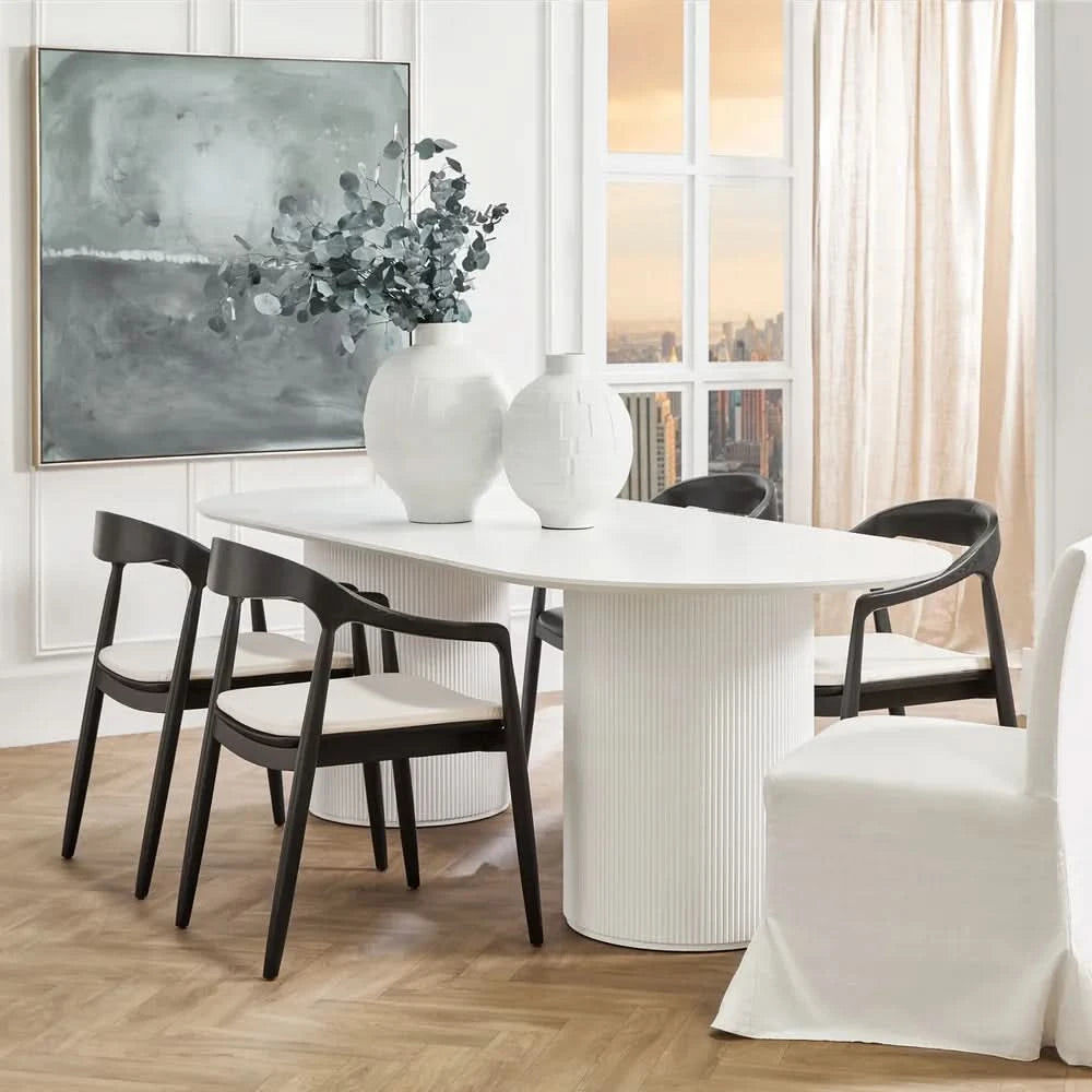 BELGRAVIA OVAL DINING TABLE 240CM WHITE - MyChocolateWood