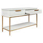 MORETTI 2-DRAWER CONSOLE TABLE/HALL TABLE SATIN WHITE  & GOLD SMALL - MyChocolateWood