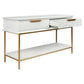 Moretti 2-Drawer Console Table 140cm in Satin White & Gold - Chocolate Wood