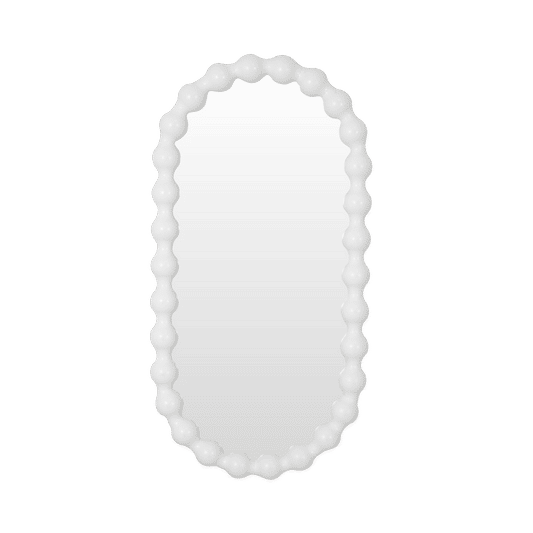 CAROLYN OVAL MIRROR WHITE MINDI WOOD FRAME - MyChocolateWood