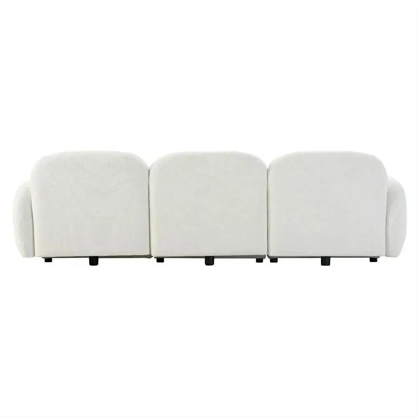 Lorelei 3-Seater Modular Chenille Sofa in White - Chocolate Wood