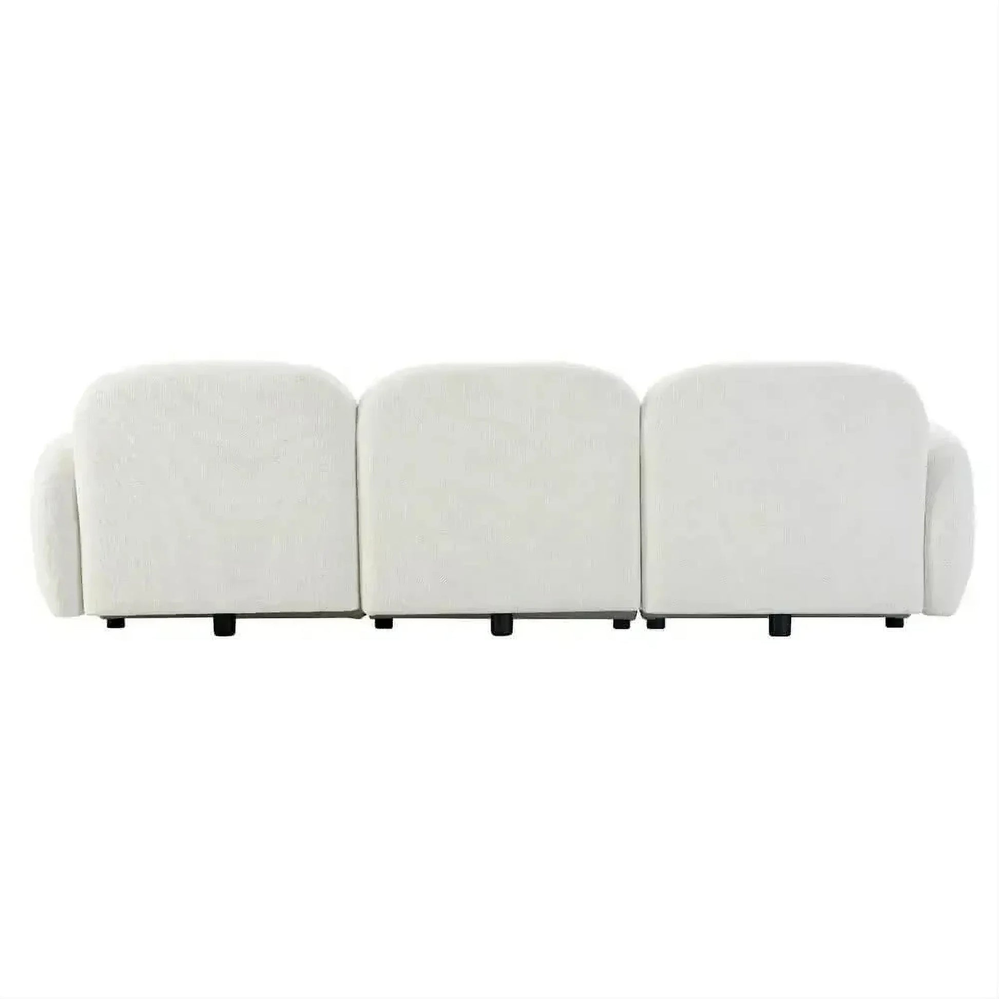 Lorelei 3-Seater Modular Chenille Sofa in White - Chocolate Wood