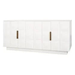 HAMPSHIRE WHITE MARBLE/ WHITE OAK 4-DOOR BUFFET/SIDEBOARD - MyChocolateWood