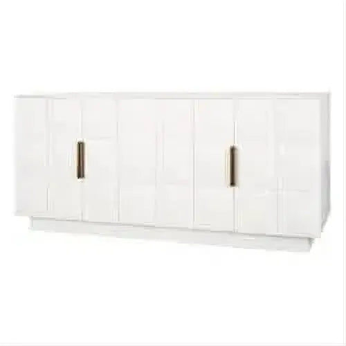 Hampshire 4-Door Buffet in White Oak with White Marble Top - Chocolate Wood
