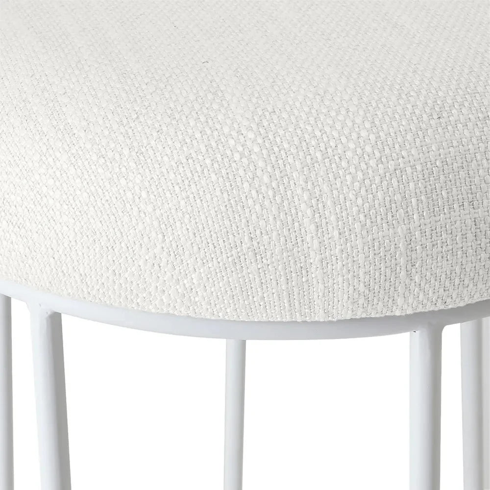 JACE WHITE STEEL BAR STOOL - WHITE LINEN - MyChocolateWood