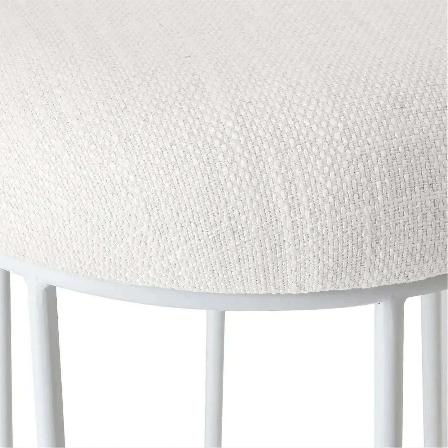 Jace White Steel Bar Stool with White Linen - Chocolate Wood