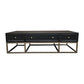 Dimanta Designer 6-Drawer Coffee Table in Black & Gold - Chocolate Wood