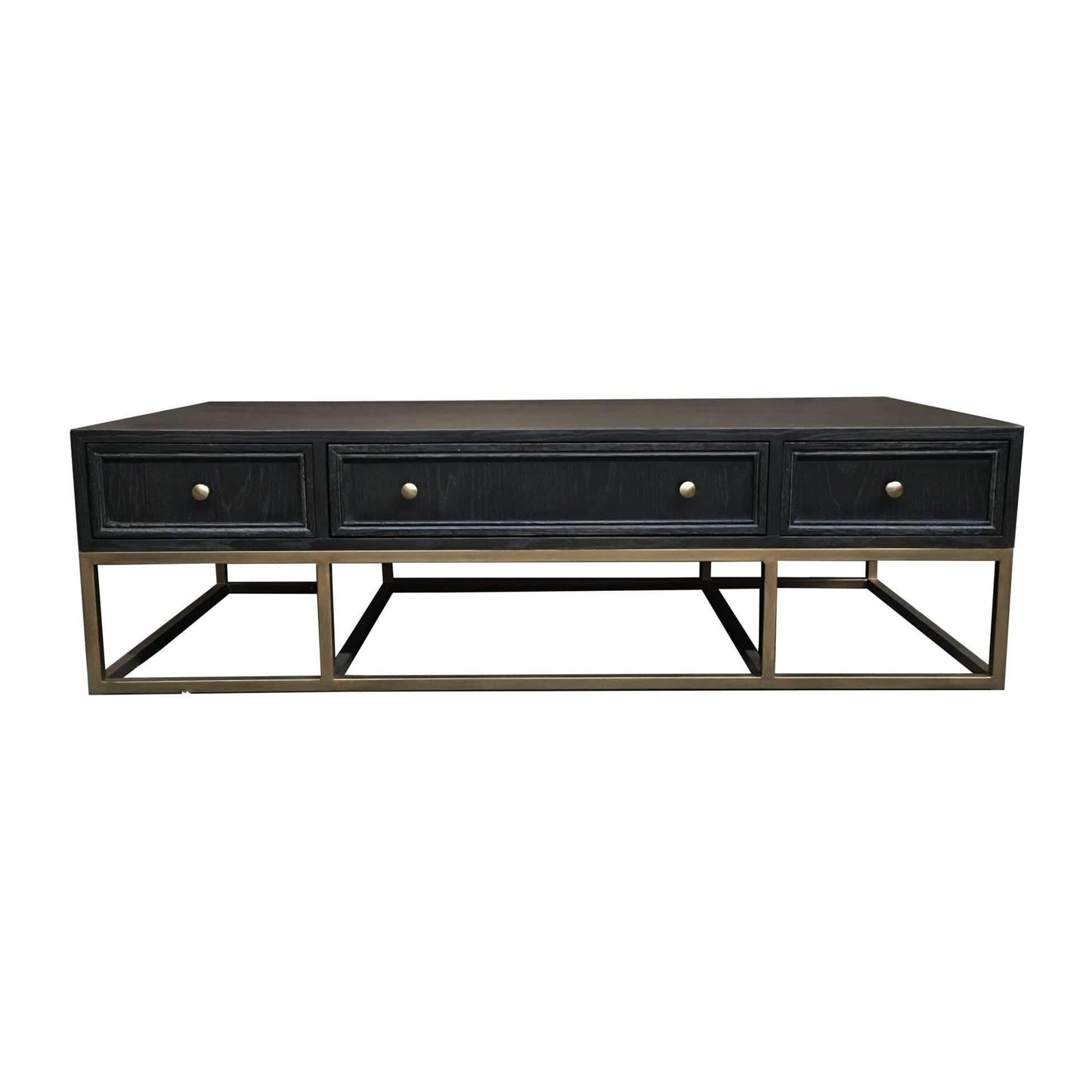 Dimanta Designer 6-Drawer Coffee Table in Black & Gold - Chocolate Wood