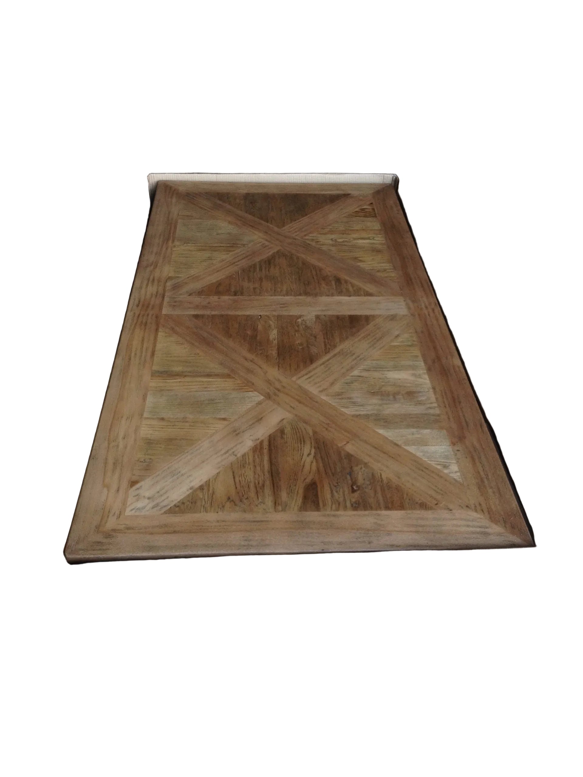 LENNON RUSTIC PROVINCIAL RECYCLED ELM PARQUETRY TOPS 3 PIECE BENCH DINING SET 220 CM - MyChocolateWood