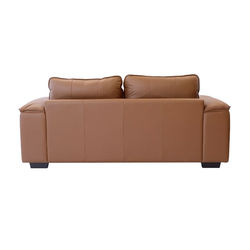 Mackenzie Leather 2-Seater Sofa in Cognac - Chocolate Wood