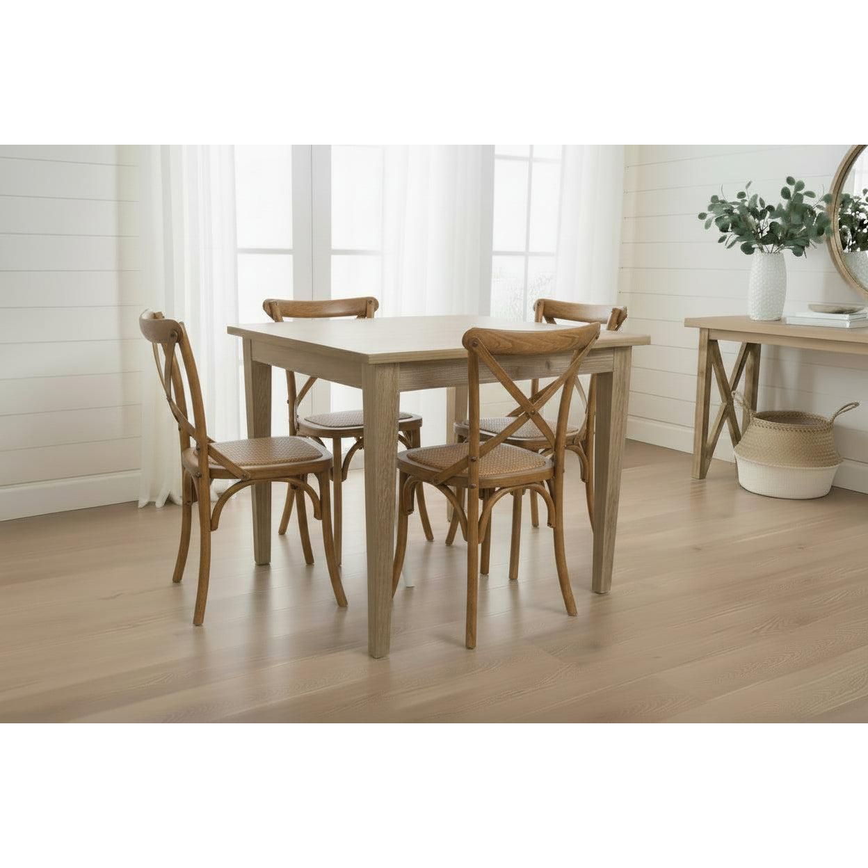 TARA 4-SEATER SQUARE DINING TABLE IN SOLID OAK WITH A NATURAL FINISH 90CM