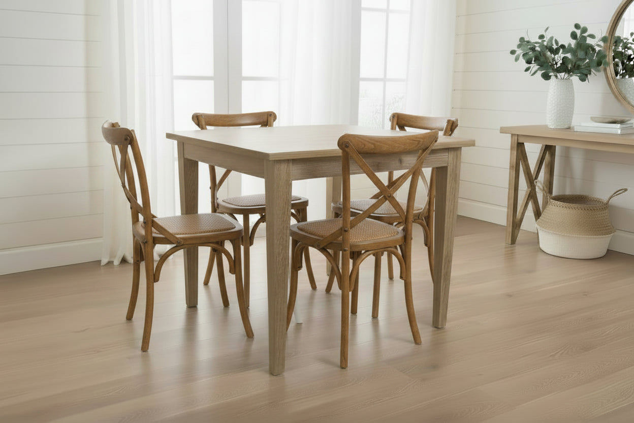 TARA 4-SEATER SQUARE DINING TABLE IN SOLID OAK WITH A NATURAL FINISH 90CM - MyChocolateWood