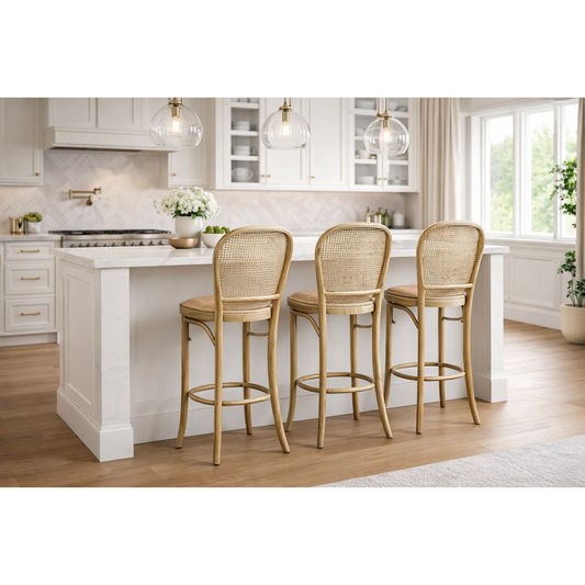 BAHAMAS NATURAL HAMPTON STYLE RATTAN BAR STOOL/COUNTER STOOL - MyChocolateWood