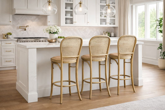 BAHAMAS NATURAL HAMPTON STYLE RATTAN BAR STOOL/COUNTER STOOL - MyChocolateWood