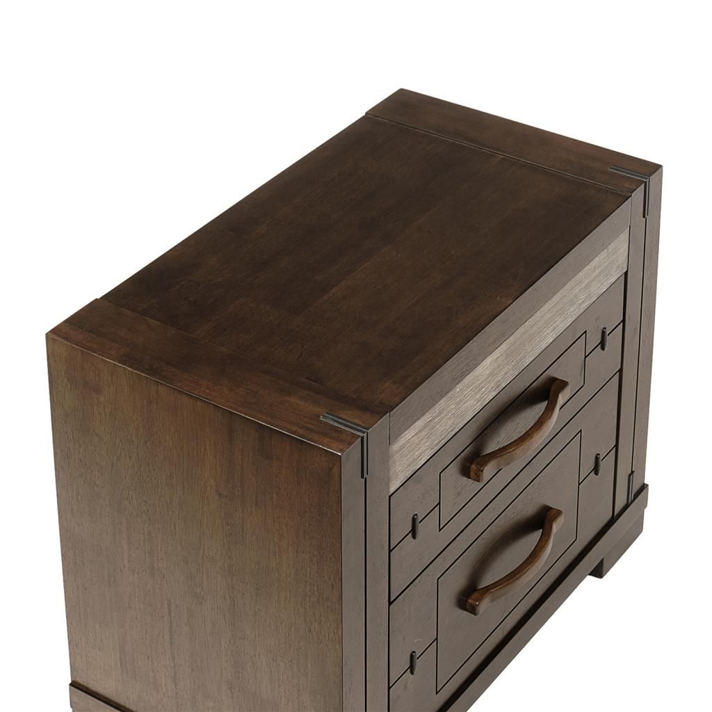 HERITAGE MALAYSIAN HARDWOOD 2 DRAWER BEDSIDE TABLES CHARCOAL GREY