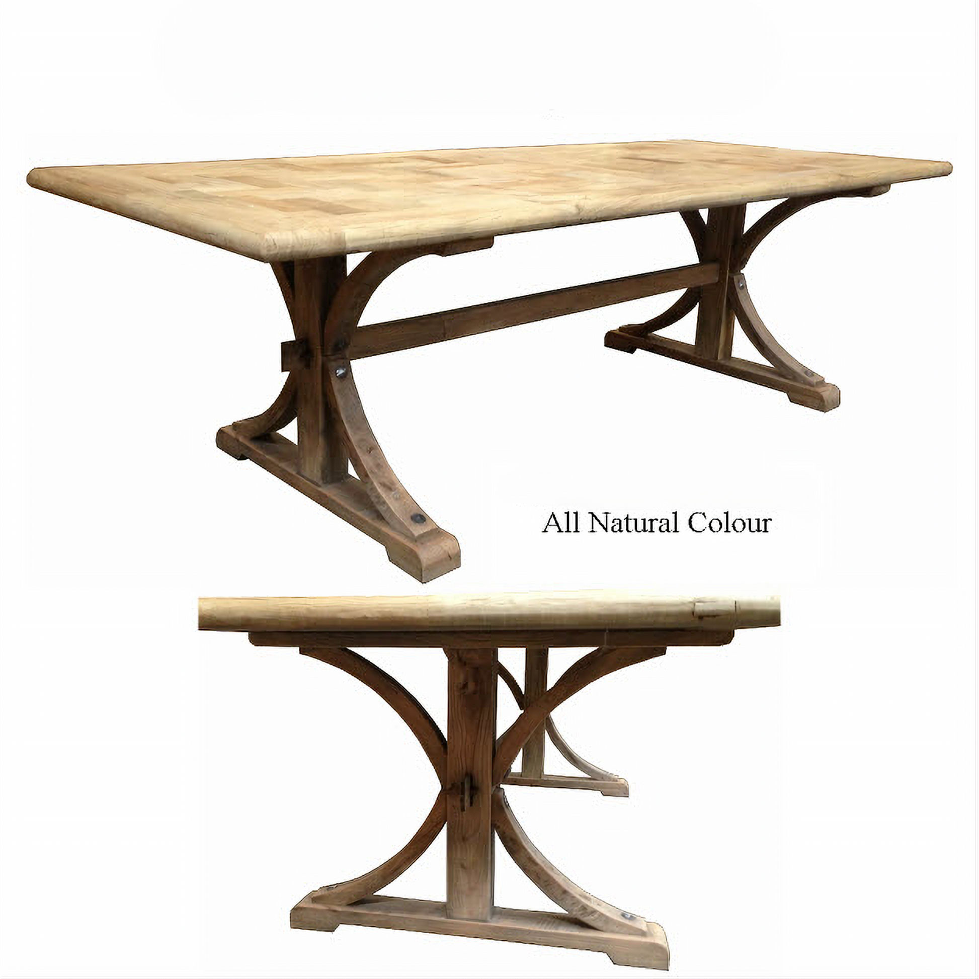 Gibraltar Hampton Style Rectangular Parquetry Dining Table 200cm with Natural Legs - Chocolate Wood