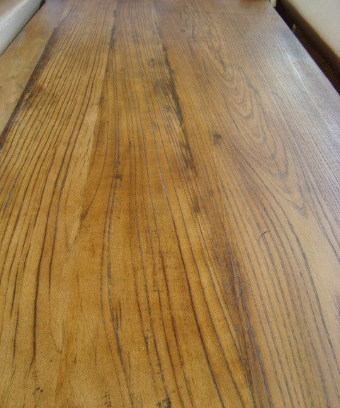 LINDI RUSTIC COUNTRY DINING TABLE RECYCLED ELM WOOD TIMBER FARMHOUSE 150CM IN HONEY - MyChocolateWood