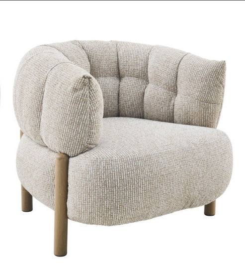 Caval Fabric Armchair/Accent Chair - Champagne - MyChocolateWood