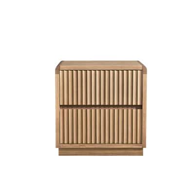 Denby Messmate Timber 2-Drawer Bedside Table Light Smoke