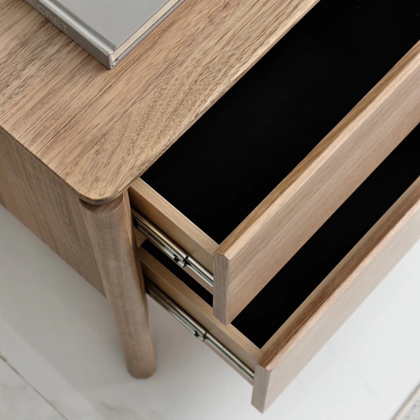 Jinetta Solid Messmate Timber  2-Drawer Bedside Table Light Smoke