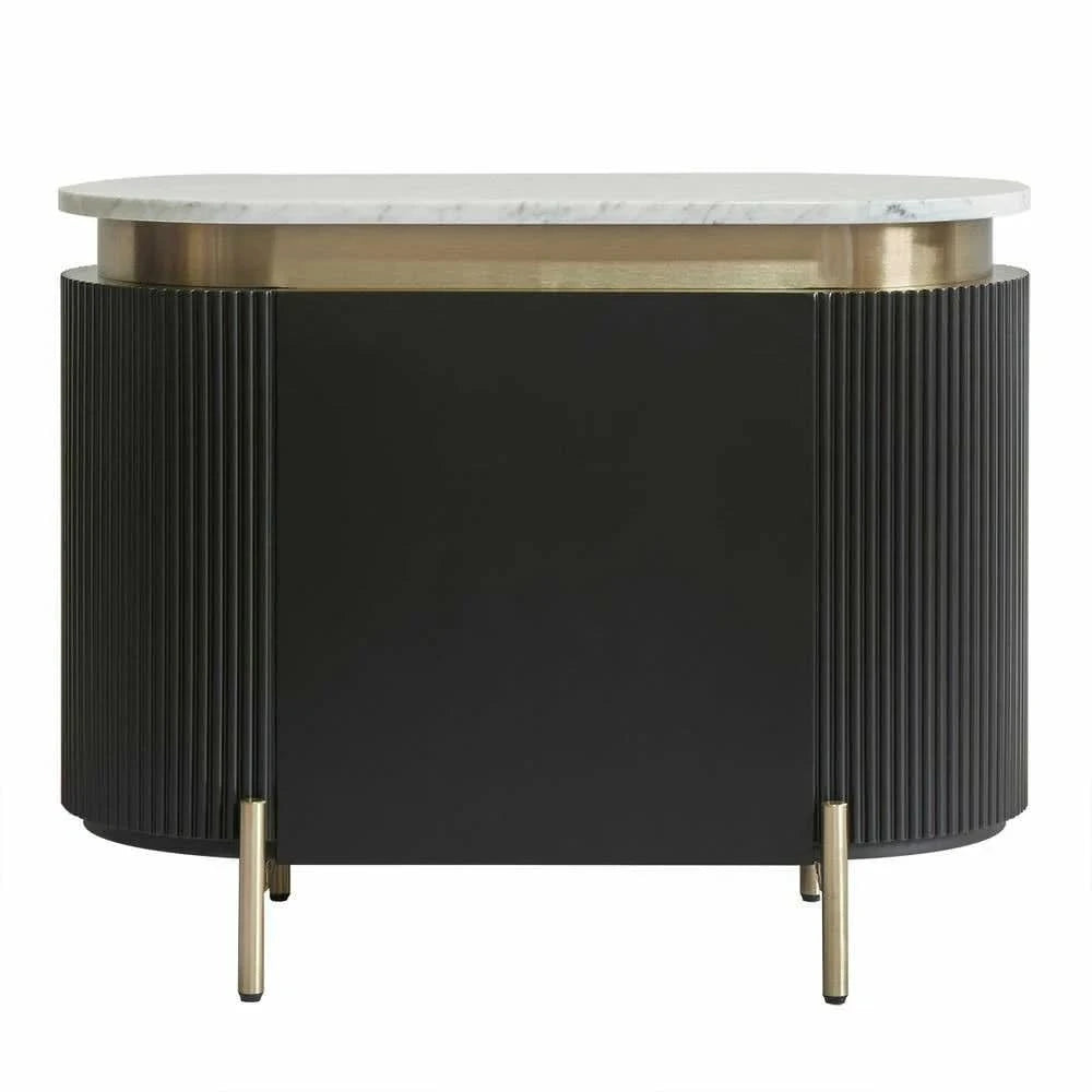DENEUVE BEDSIDE TABLE BLACK WITH CARRARA MARBLE TOP - MyChocolateWood