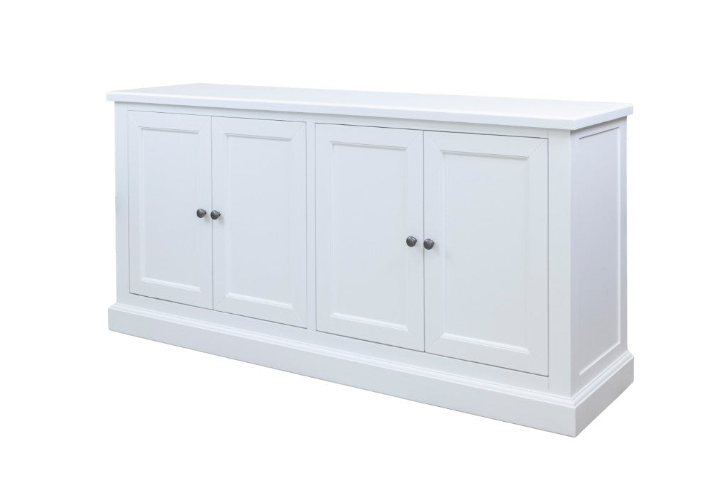 BRETTON ACACIA TIMBER 4 DOOR BUFFET/SIDEBOARD WHITE