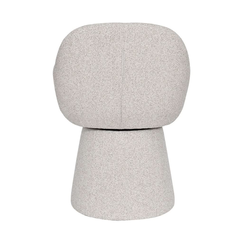 Everlee fabric swivel dining armchair in bone color with wooden base, modern accent chair for living or dining room decor