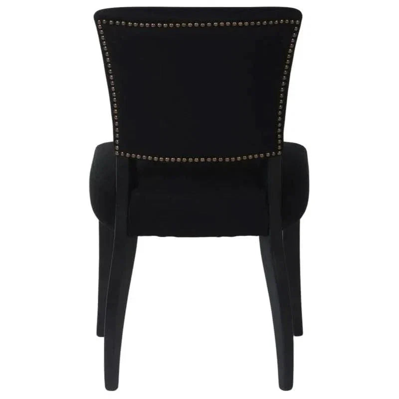 Cavendish Linen Dining Chair in Black, Set of 2 - Chocolate Wood