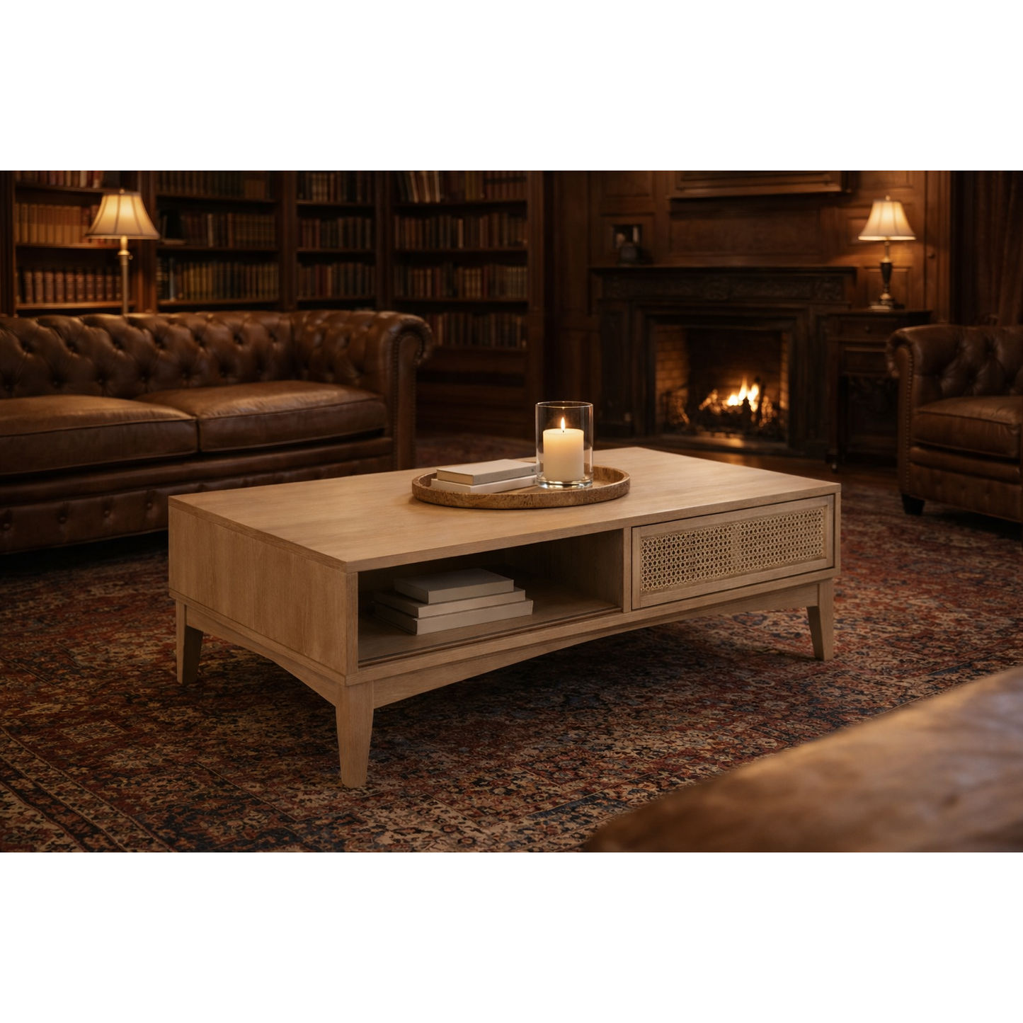 BAHAMAS SOLID OAK 2-DRAWER COFFEE TABLE NATURAL OAKWOOD - MyChocolateWood