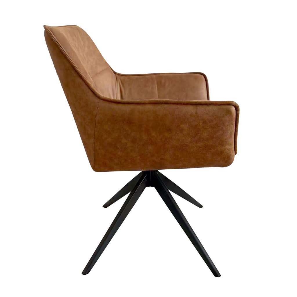 Reece Fabric Swivel Dining Armchair / Accent Chair in Cognac