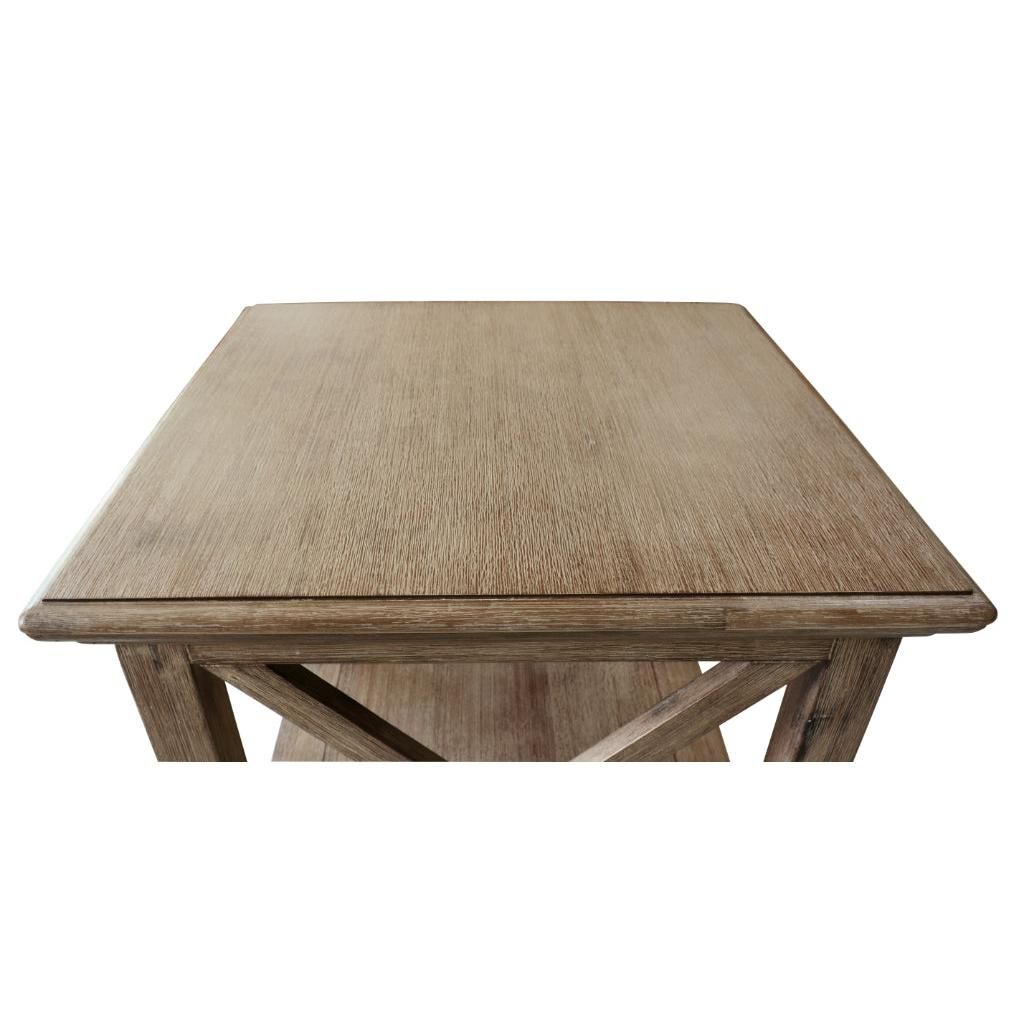 Devonshire Acacia Timber Lamp Side Table in brushed khaki finish by MyChocolateWood, showcasing a stylish and functional design.