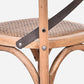 MALMO CROSS BACK OAK BAR STOOL WITH DARK METAL STRAPS - MyChocolateWood