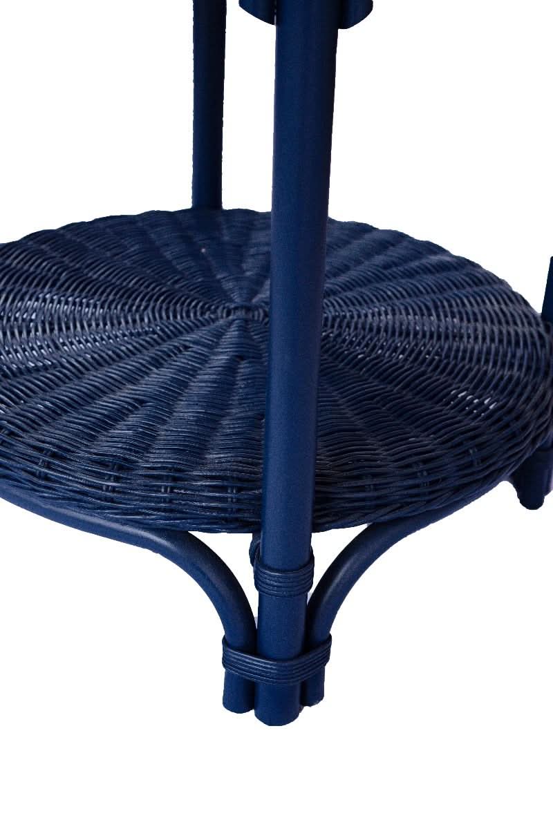 WENGLOR DEEP BLUE RATTAN SIDETABLE - MyChocolateWood