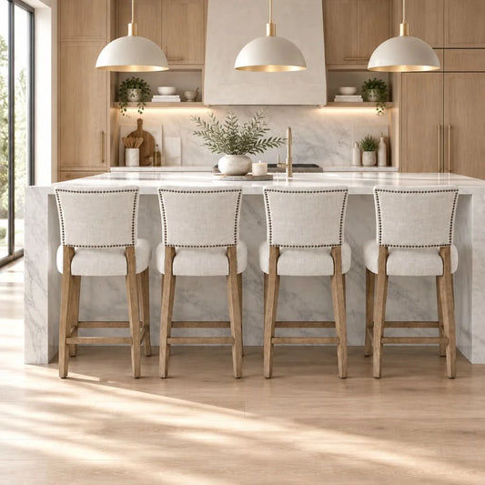 Morang Dove Grey Linen Counter Stool with Briarsmoke legs