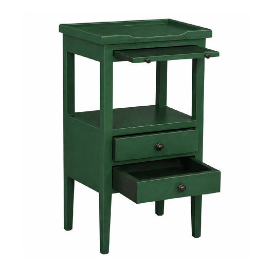 Oatlands Mahogany 2-Drawer 1-Shelf Side Table / Lamp Table / Bedside Table Jade Green