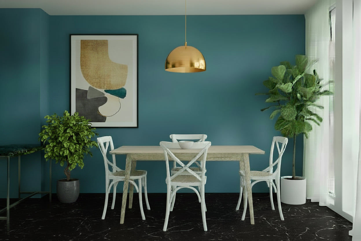 FITAN SOLID OAK SQUARE DINING TABLE (90 X 90) NATURAL + 4 MELROSE ELM WOOD CROSSBACK CHAIRS WHITE - MyChocolateWood